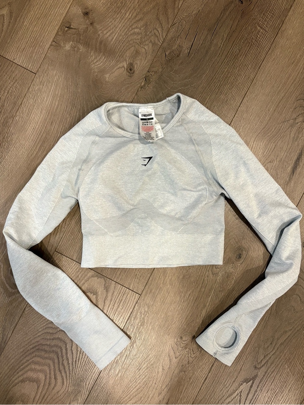 Gymshark Light Gray Cropped Long-Sleeve Workout Top